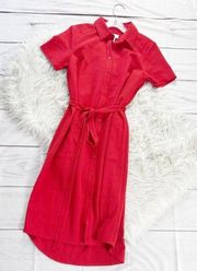 Rachel Parcell Women's Everyday Woven Button Up Red Shirtdress Size Small