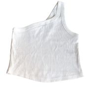 Everlane One Shoulder Ribbed Cropped Tank Top White Size X-Small