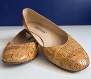 Manolo Blahnik Tan Cork Ballet Flats Size 10.5