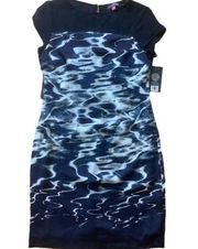 Vince Camuto cliffon satin sleeveless dress black and navy ombré size 0