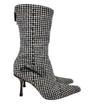 Jimmy Choo Vintage VTG Wool Houndstooth Pattern Heeled Boots Pointed Toe Size 38