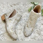 Coconuts Matisse Pronto Ivory Gold Cow Fur Cowboy Ankle Boots