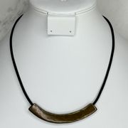 Chico's Vintage Bronze Tone and Black Cord Necklace