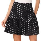 CECE Women's Embroidered Eyelet Tiered Button-Front Mini Skirt