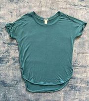 Matty M Heathered Blue Green Cuffed Short Sleeve Tunic Tee Size Medium