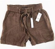 Sanctuary Muse Linen Brown Shorts Tie Belted High Waist Revolve New Tags XS