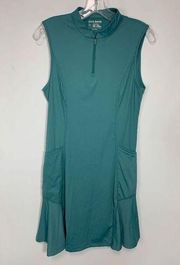 Jack Smith Womens Athletic Midi Dress Activewear Quarter Zip Sleeveless Green Sm