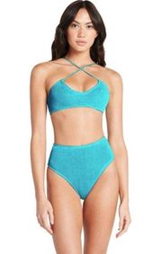 BOND EYE Teal Selena Rib Bikini Top