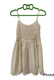 Lace Chiffon Sleeveless Cream Off White Short Mini Prom Night Dress Size S