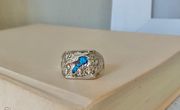 Vintage “Eagle” Crushed Turquoise Silver Southwest Ring Chunky Statement Mens