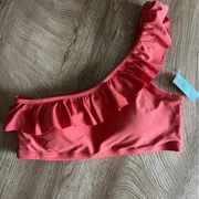 Orange one shoulder swim top medium NWT