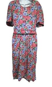 vintage liz Claiborne floral dress with belt size 12