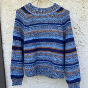 NWT Old Navy Size large chunky Crewneck blue striped sweater recyclable
