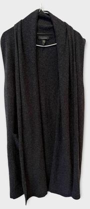 Halogen Cashmere Open Front Cardigan in Gray(O/S)