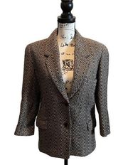 Linda Allard Ellen Tracy Tweed blazer Jacket Brown Petite Size 2 wool cashmere