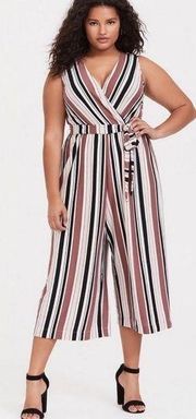 Torrid Multicolor Striped Textured Knit Culotte Wide Leg Jumpsuit size 2X