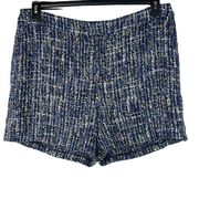 Charter Club SZ 18 Tweed Shorts High-Rise Lined Color Therapy Navy Blue Pockets