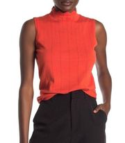 Cyrus Pointelle Scallop Mockneck Tank Top Blouse