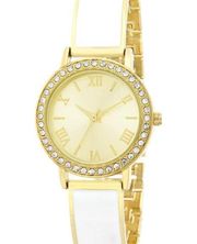 Charter Club Women's White Enamel Bracelet Watch in Gold-Tone