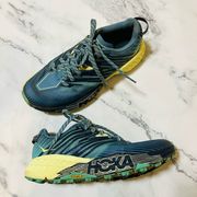 Hoka Speedgoat 4 Shoes Womens 7.5 Blue Green Running Athletic Sneakers 1106527