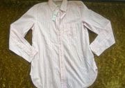 J.Crew    CLASSIC BUTTON UP LONG SLEEVES SHIRT SZ 00 NWT Pink/white Striped