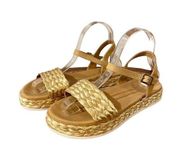 Seychelles gold raffia platform strap sandals size 6