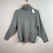 H&M Divided Gray Soft Lightweight Slouchy Turtleneck Sweater Wool blend XS new