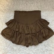 brown scrunch waist skort