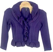 Peck & Peck Collection‎ Unlined Wool Ruffle Blazer Deep Purple Womens Sz M 80s