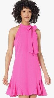 NWT CeCe Halter Godet Dress Garden Rose Pink Size L