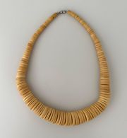 Vintage Tan Wooden Tapered Necklace 19" long