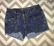 Acid washed denim shorts