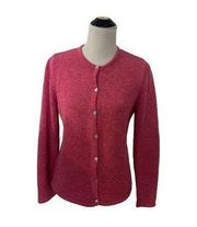 LL Bean pink button front cardigan sweater cotton size M