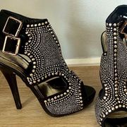 Open Toe Gold Studded Platform High Heels