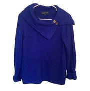 Jones New York Cowl Neck Sweater Royal Blue Textured