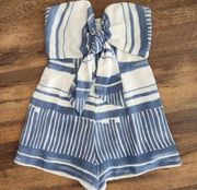 Cals Striped Strapless Bow Detail Romper Summer Sexy Everyday Boho Bohemian