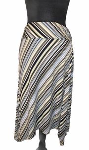 New York & Company Asymmetrical Striped Skirt 