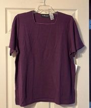 NWT Vintage Sag Harbor Square Neck Dark Purple Blouse 1X