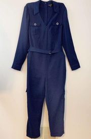 London Navy Blue Lightweight Utility Cargo Flan Jumpsuit 4 US 10 L