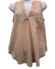 Lush Womens Swing Top Sleeveless Orange Plaid Sz M Light Modern Colorful Fun