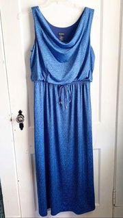 Vintage Soho Apparel LTD. Maxi Dress Cowl Neck Blue Stretchy Size Large Grecian