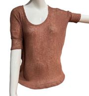 Anthropologie Staring at Stars Loose Knit dusty coral blouse size XS