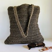 GAP Espresso Brown Lightweight Wicker Shoulder Tote Beachy Summer Bag