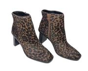 Gibson Latimer Leopard Print Cow Hair Ankle Heel Boots 5.5