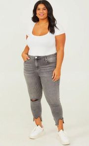 Grey Ripped Crop Jeans 