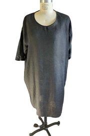 CP Shades Black Oversized 100% Linen Caftan Tunic Dress Size XS X-Small