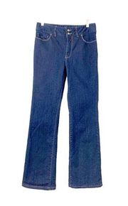 Boston Proper Women's Jeans Mid Rise Dark Wash Double Button Boot Cut Jeans Sz 8