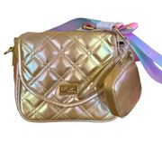 NWT Betsey Johnson LBKATYA Quilted Crossbody Pastel Gold w/ Pouch