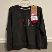 Women’s  Charcoal Grey Sweatshirt with Ankle Socks Size Small