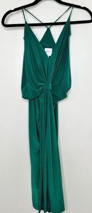 MISA Los Angeles Domino Knee Length Dress in Emerald Green